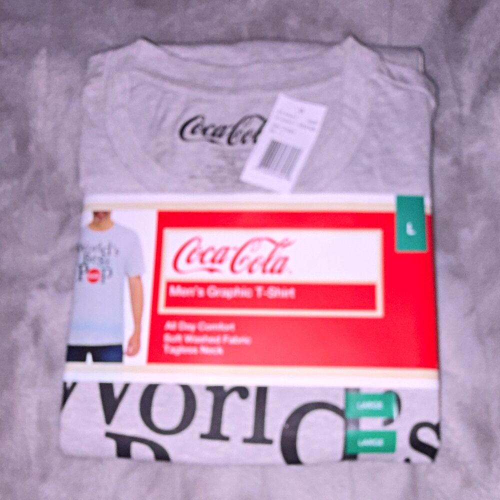 Coca-Cola Men's Gray Graphic T-Shirt "World's Best Pop" Size Large NWT A11